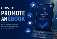 How to Promote Ebook: A Complete Marketing Guide for Authors A professional blue-themed digital marketing banner showing the title “How to Promote an eBook” alongside a tablet displaying an ebook cover.