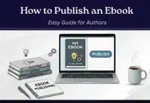 How To Publish An Ebook and Reach Readers Worldwide How to publish an ebook illustration showing the ebook publishing process with a laptop.