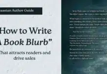 How to Write a Book Blurb That Attracts Readers Infographic explaining how to write a book blurb that attracts readers and drives book sales, with a sample back-cover blurb.