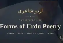 Forms of Urdu Poetry: Verses That Give Voice to Every Emotion Illustration for a Forms of Urdu Poetry guide featuring the title in English and Urdu with major poetic forms